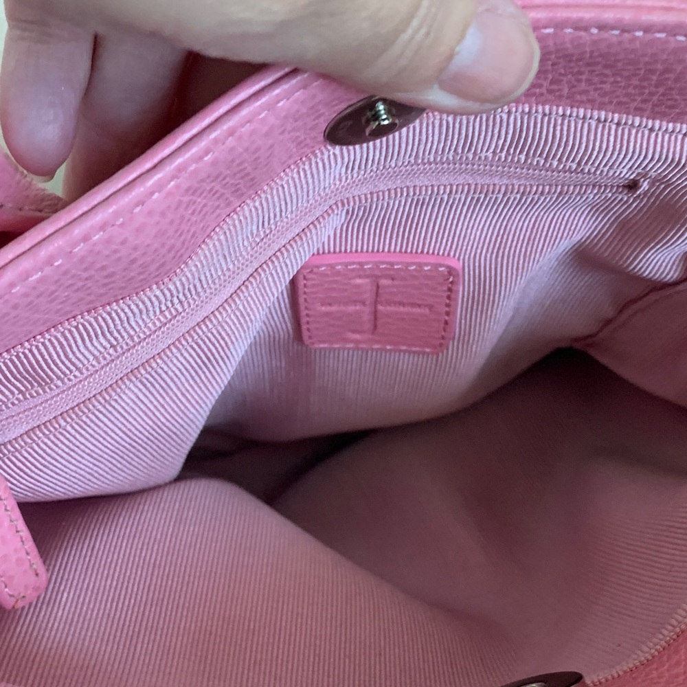 Vintage JASPER CONRAN Pink Leather Satchel with dust bag. - Picture 10 of 16